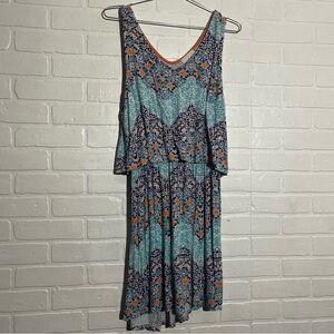 Dept 222 Womens Mini Dress Sleeveless Sun Dress Blue White Medium Petite